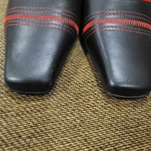 Escada Black and Red Square Toed Heels size 6B - Picture 3 of 9